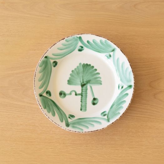 Dinner Plate with Palm, Green