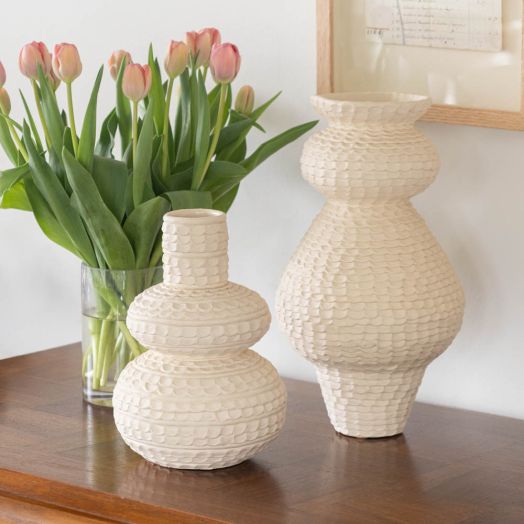 Double Orb Vase, White