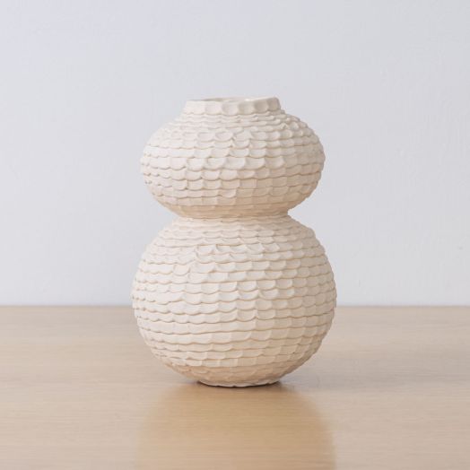 Small Double Orb Vase, White