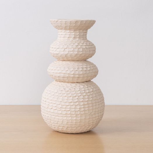 Three Orb Vase, White