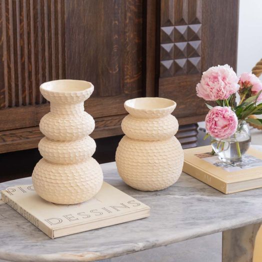 Three Orb Vase, White