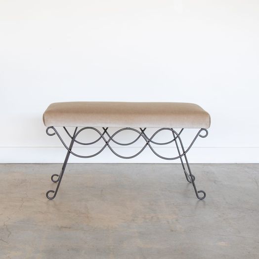 Panoplie Iron Double Loop Bench, Brown Mohair