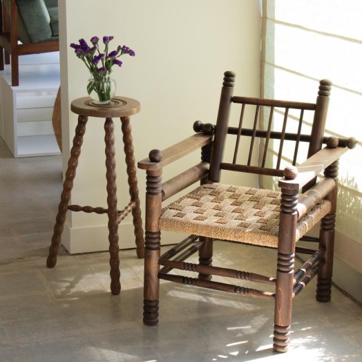 Tall French Wood Tripod Stool