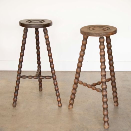 Tall French Wood Tripod Stool