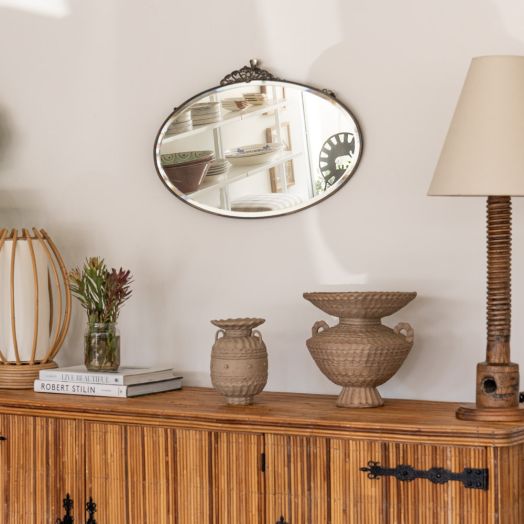 French Art Deco Oval Mirror