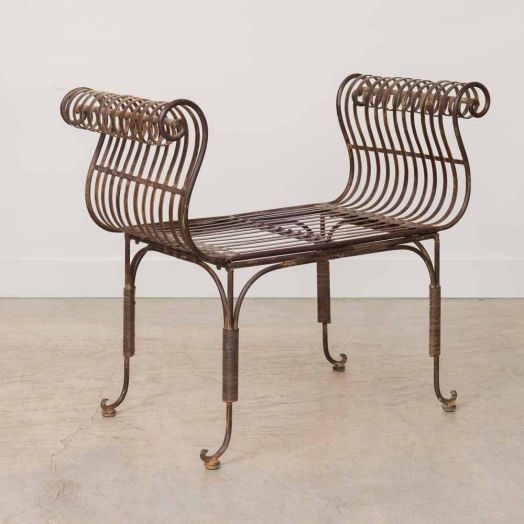 1920s French Iron Scroll Stool
