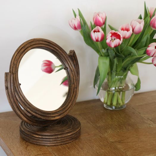 French Rattan Vanity Mirror