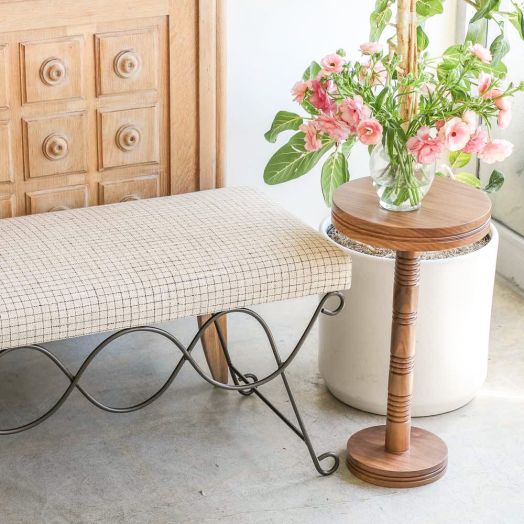 Panoplie Iron Double Loop Bench, Linen Check