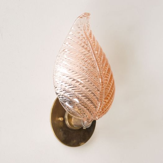 Italian Pink Glass Leaf Sconce
