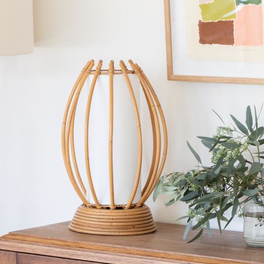 French Rattan Table Lamp