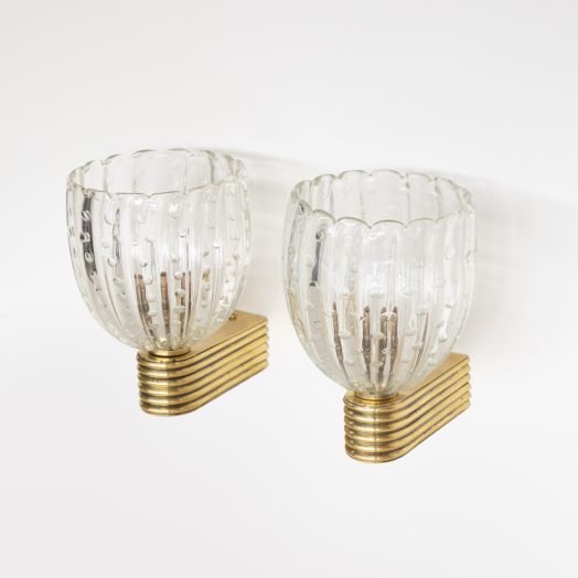 Pair of Italian Scalloped Glass Sconces