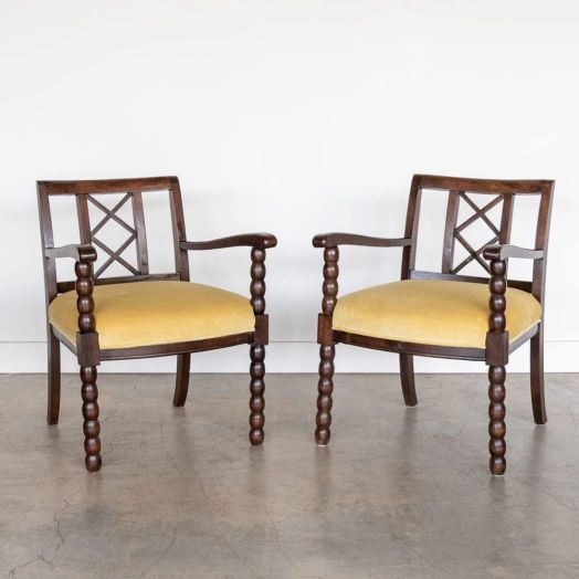 Pair of French Wood Armchairs