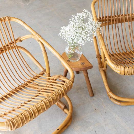Pair of Italian Rattan Bucket Chairs