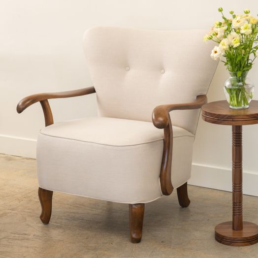 Pair of 1930's French Linen Armchairs - ON HOLD
