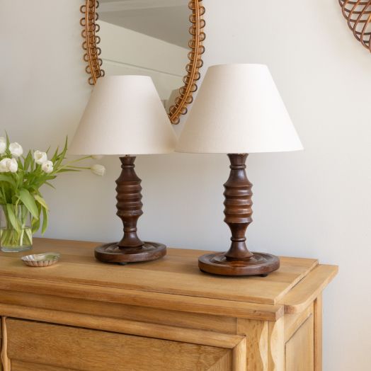 Pair of 1940's French Carved Wood Lamps