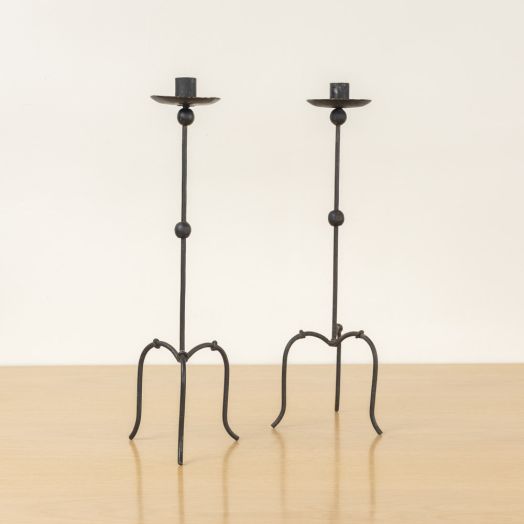 Pair of French Iron Candlesticks
