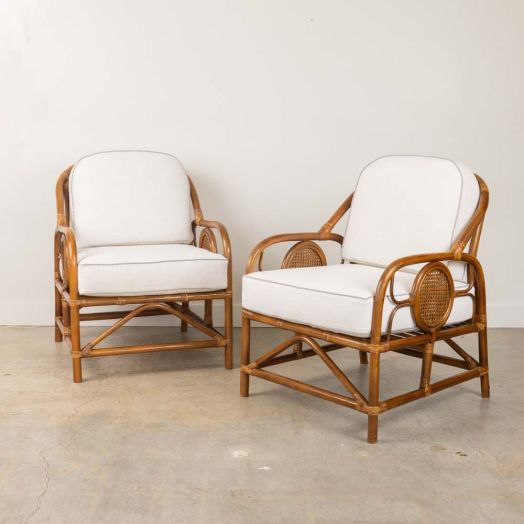 Pair of French Rattan and Cane Chairs - ON HOLD