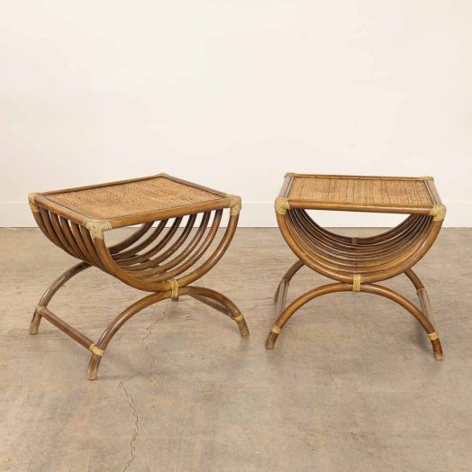 Pair of French Rattan Side Tables