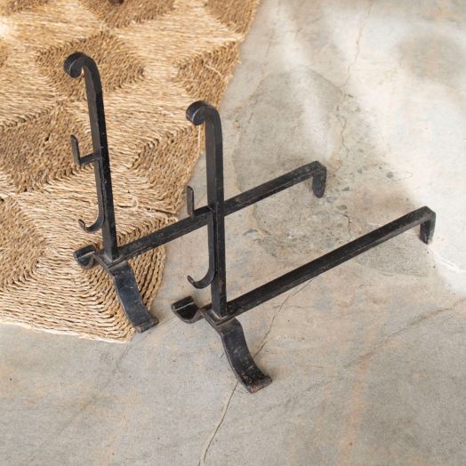 Pair of French Wrought Iron Andirons