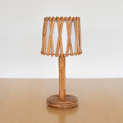 French Rattan Lamp by Louis Sognot