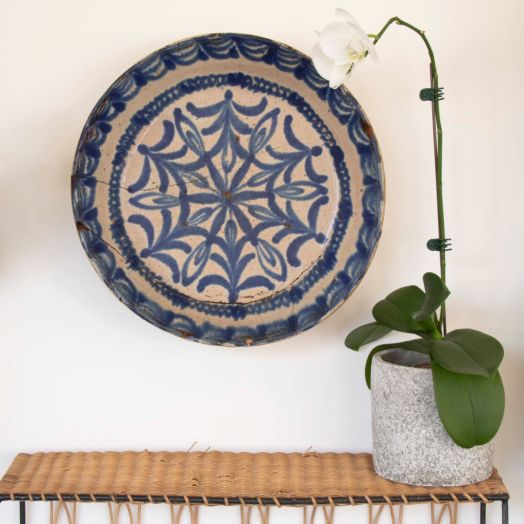 19th c. Spanish Blue Fajalauza Lebrillo Bowl