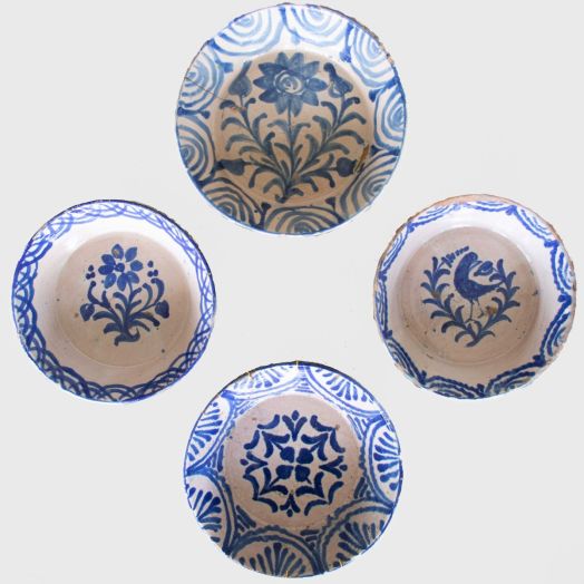 19th c. Spanish Blue Fajalauza Lebrillo Bowl