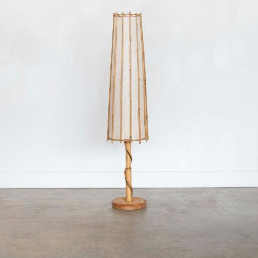 French Rattan Floor Lamp - ON HOLD