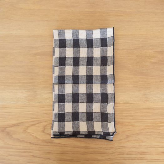 Vintage Gingham Tea Towel, Charcoal