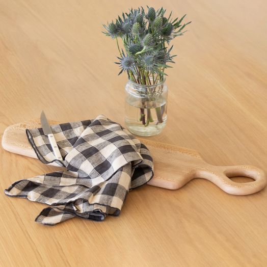Vintage Gingham Tea Towel, Charcoal