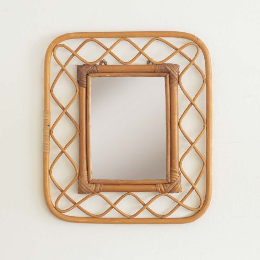 1960s Italian Rattan Mirror