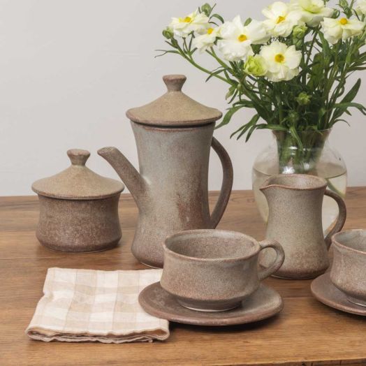 French Stoneware Ceramic Coffee Set