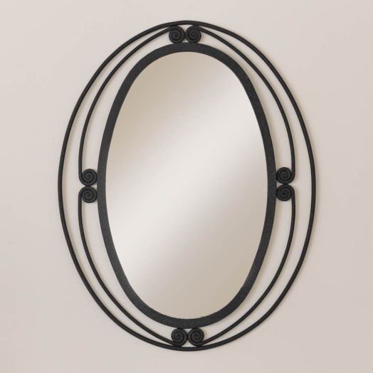 Large French Oval Iron Mirror