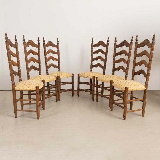 French Carved High Back Dining Chairs, Set of 6