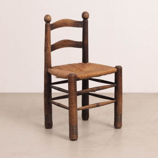 French Wood and Woven Chair by Charles Dudouyt