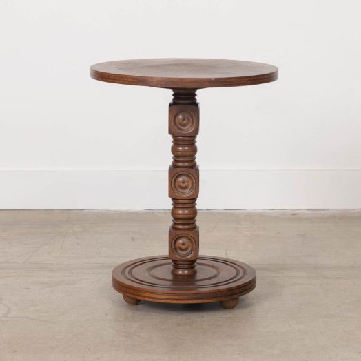 Petite French Wood Side Table by Charles Dudouyt