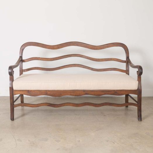 1940s French Carved Wavy Oak Bench - ON HOLD