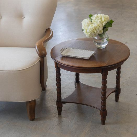 French Bobbin Wood Two-Tier Side Table