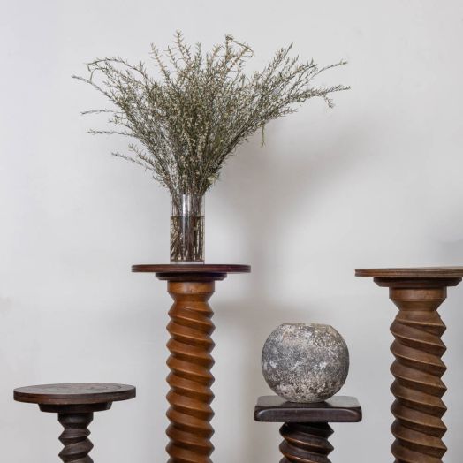 1940s French Carved Wood Pedestal Table