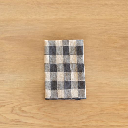 Vintage Gingham Napkin in Charcoal, Set of Two