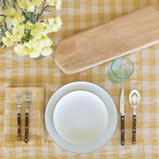 Vintage Gingham Tablecloth, Yellow Large