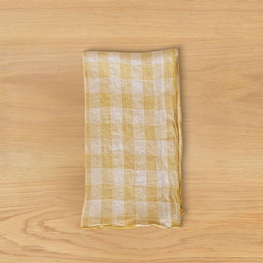 Vintage Gingham Tea Towel, Yellow
