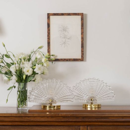 Pair of French Art Deco Glass Demi Lune Table Lamps